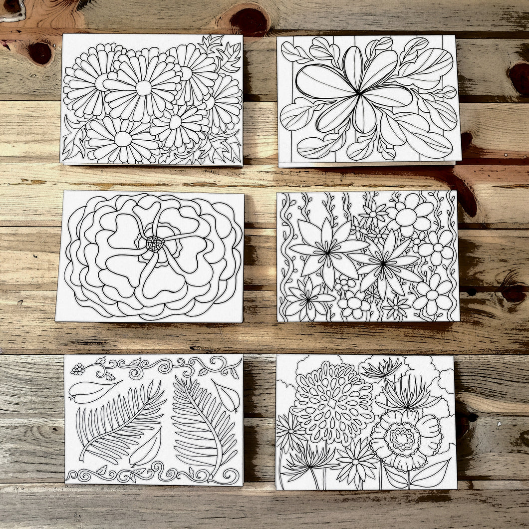 Coloring Cards~cc351~FLOWERY